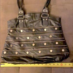 Black Shoulder Bag/Purse, silver zippers, rivets